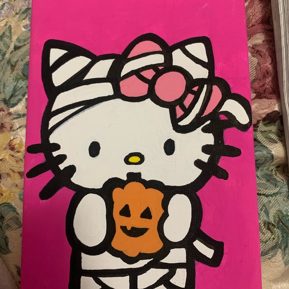 Hello Kitty Mummy Painting - Pink and White